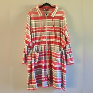 Ulla Popken Terry Cloth Stripe Terry Bath Robe